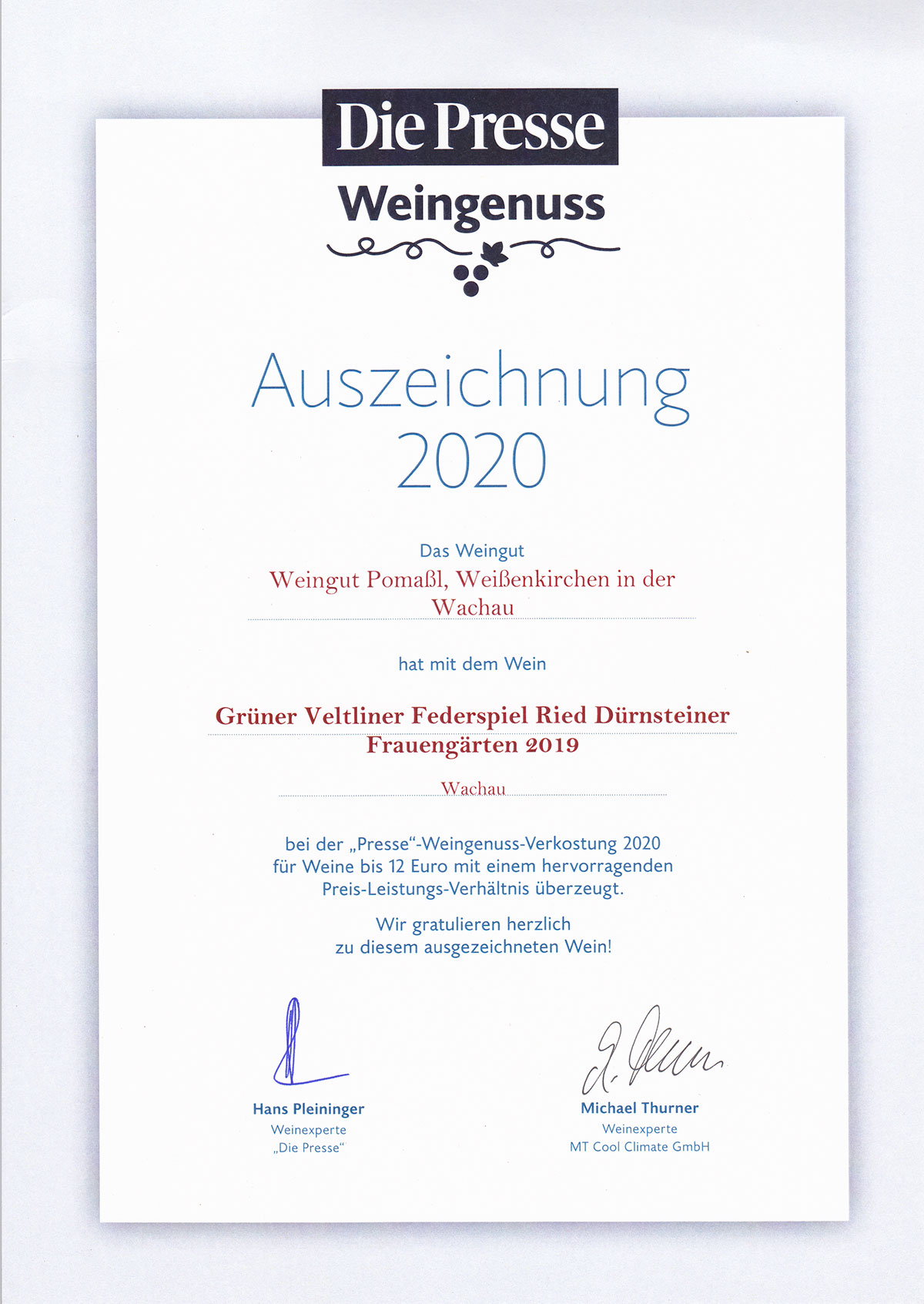 Grüner Veltliner Federspiel® Ried Dürnsteiner Frauengärten 2019 – Bild 5